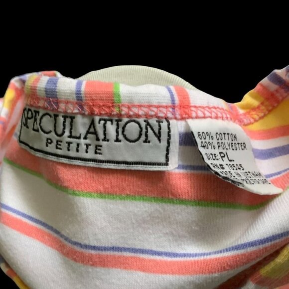 SPECULATION PETITIE LADIES SS COLORFUL STRIPED TEE TSHIRT TOP TUNIC COTTON PL - Picture 2 of 8